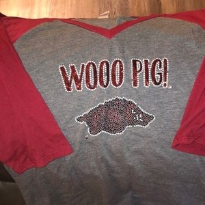 Kavio girl’s arkansas razorback 3/4 sleeve shirt